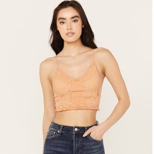*NWT* Fornia Women’s Toasted Nut Floral Lace Bralette Cropped Tank Top, Size M/L